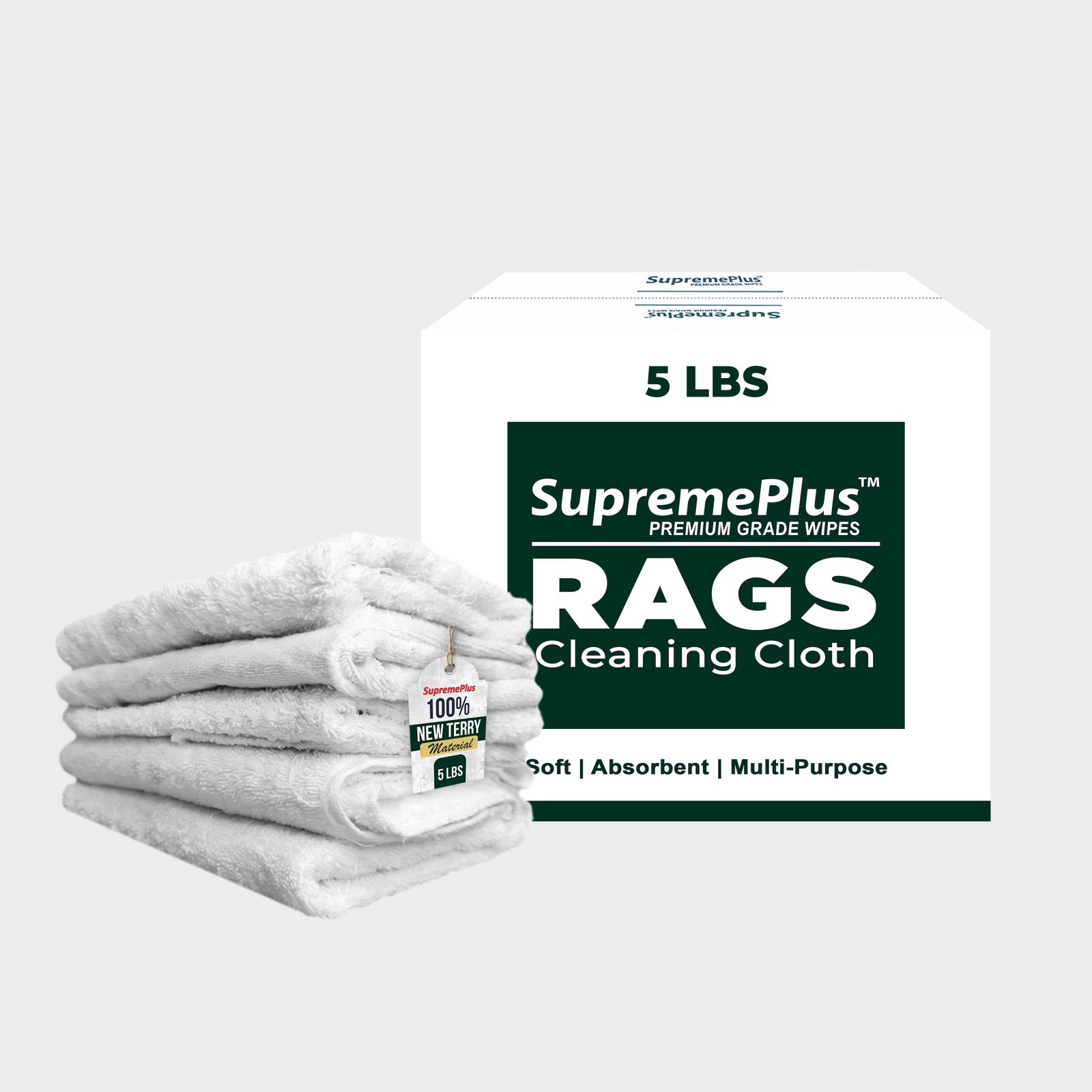Pallet of New White Terry Rags – 5 LB x 120 Boxes – 600 LB For Cleaning