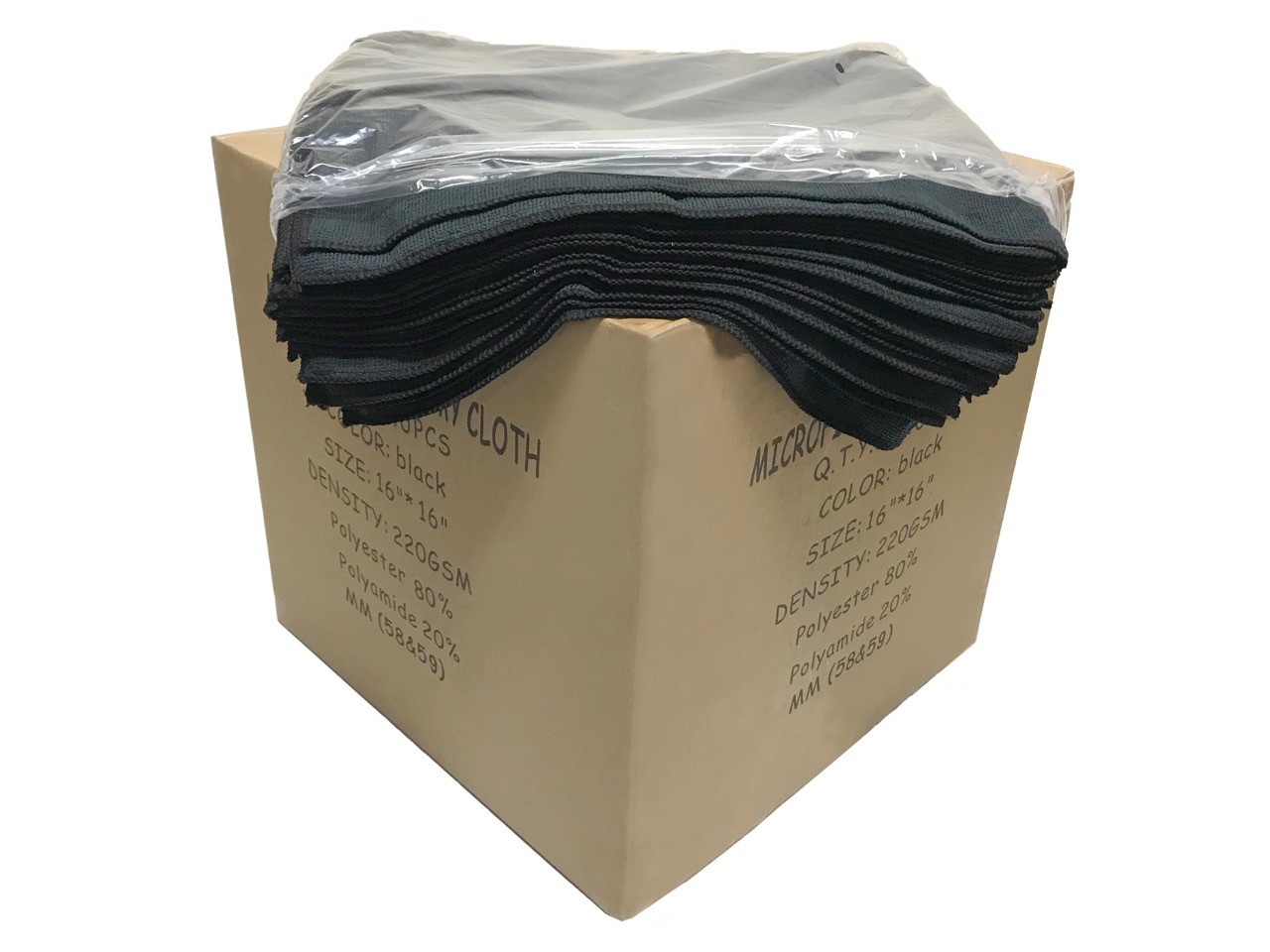 240 Case 16″x16″ Economy Grade Microfiber Cleaning Cloths Towels 220GSM Black