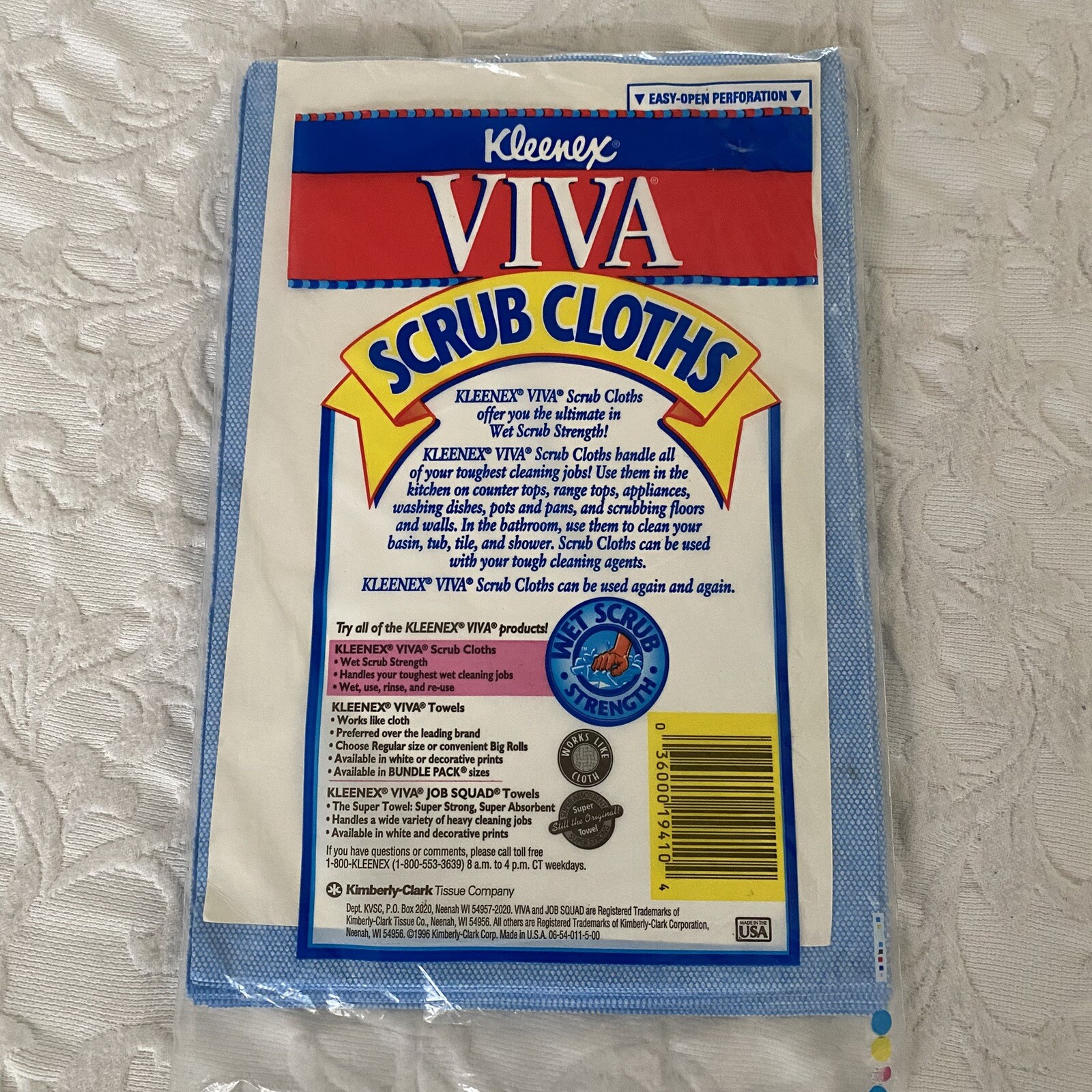 Kleenex Viva Scrub Reusable Cleaning Cloths 6 Pack Home Kitchen Auto NEW 1996