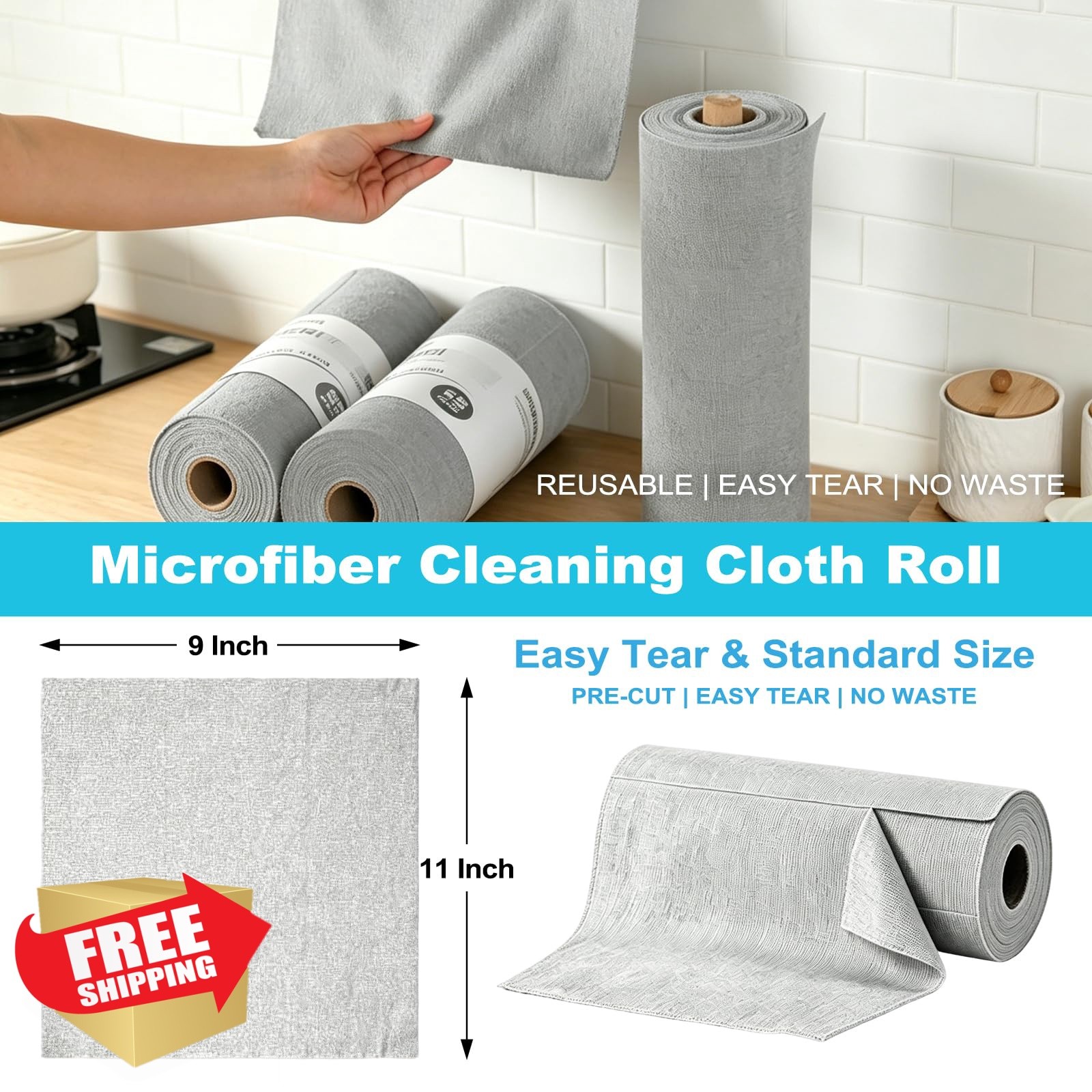 Puomue Grey 9”X11”-55PK microfiber cloths