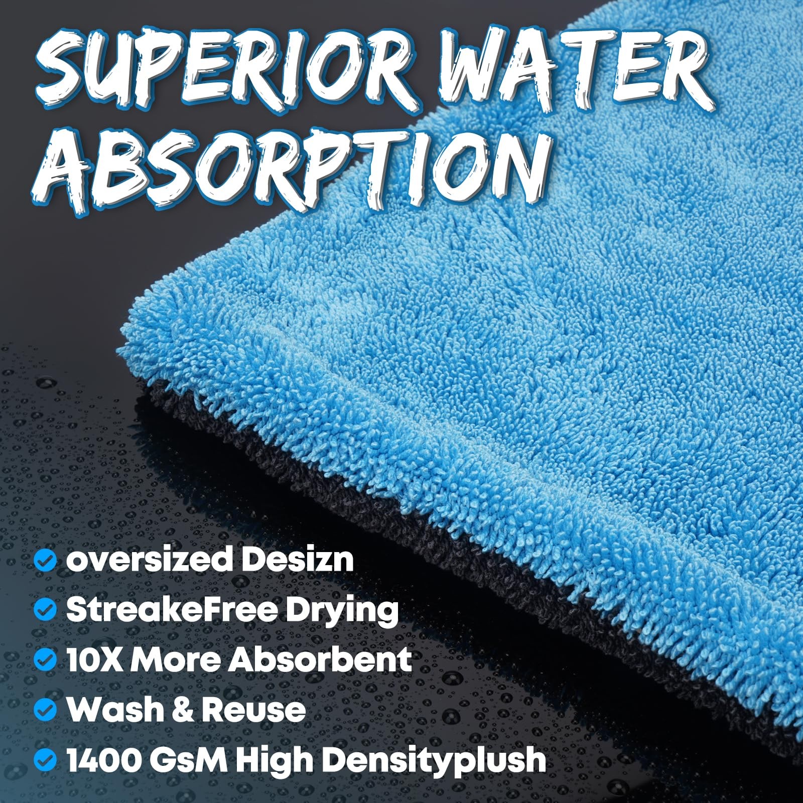 Metyond 48”x24” Car Drying Towel for Full-Sized SUV, Dual Sided Microfiber Ca…
