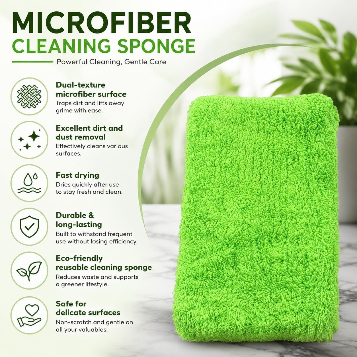 Reusable Microfiber Cleaning Household Wash Sponge 3 Pack with Measuring Tape