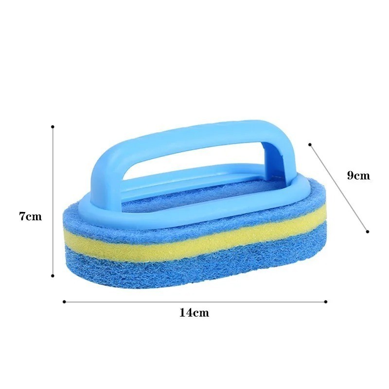 Household Cleaning Brush with Handle Dish Scrubber Kitchen Bathroom Sponge Brush