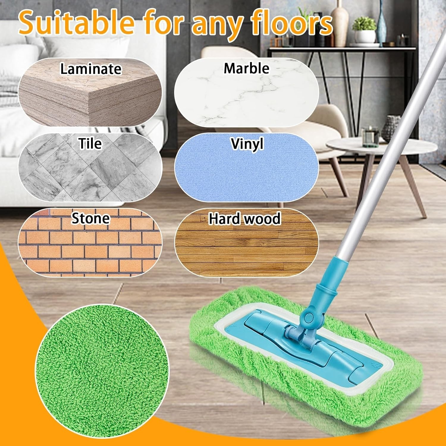 16Panos De Microfibra Reutilizables Lavables Compatibles Con Mopa Swiffer Suelos