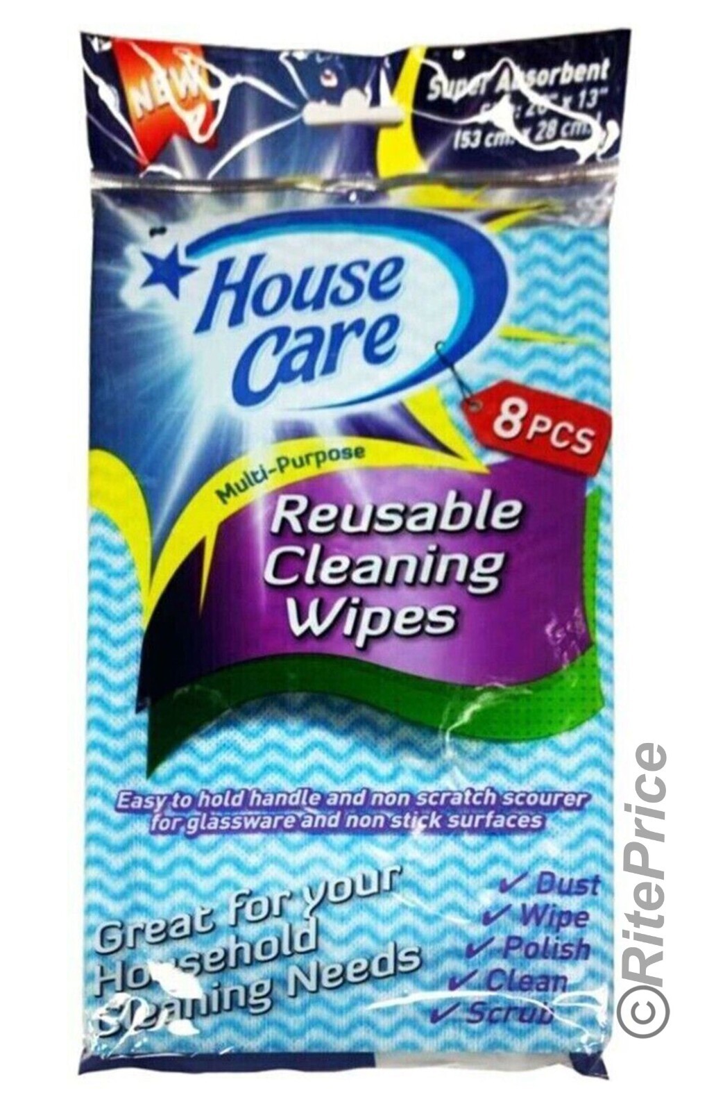 House Care Handy Wipes Multi Purpose Reusable Cleaning Cloth, 8-ct each (5 Pack)
