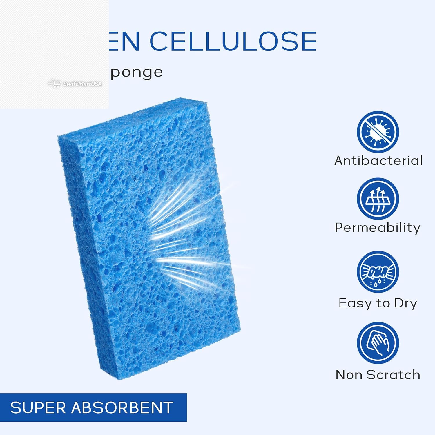Cellulose Sponges,Heavy Duty Scrub Kitchen Sponge No Scratching,Pop up Eco DIY (
