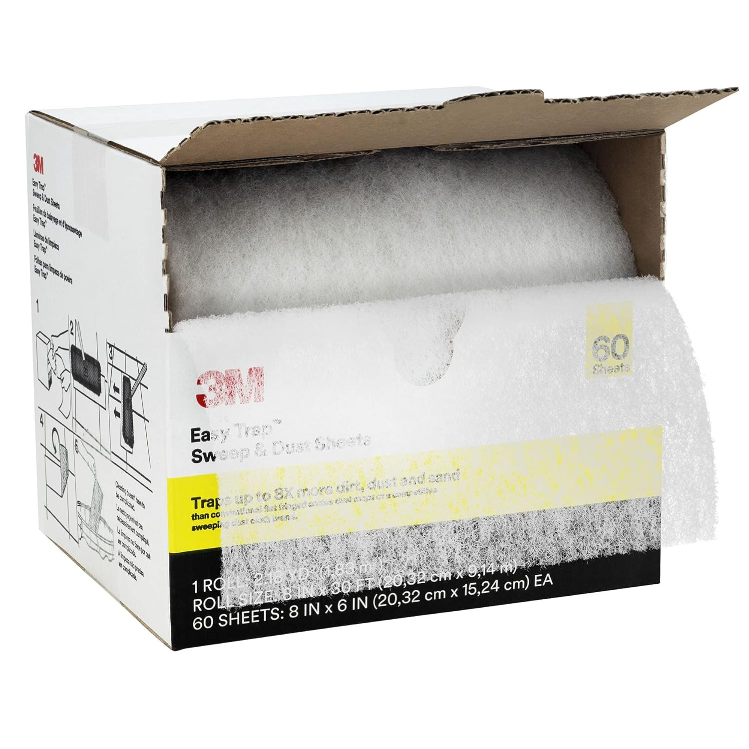 Easy Trap Sweep and Dust Sheets, 1 Roll of 60 8″ X 6″ Sheets, Disposable Easy Sw
