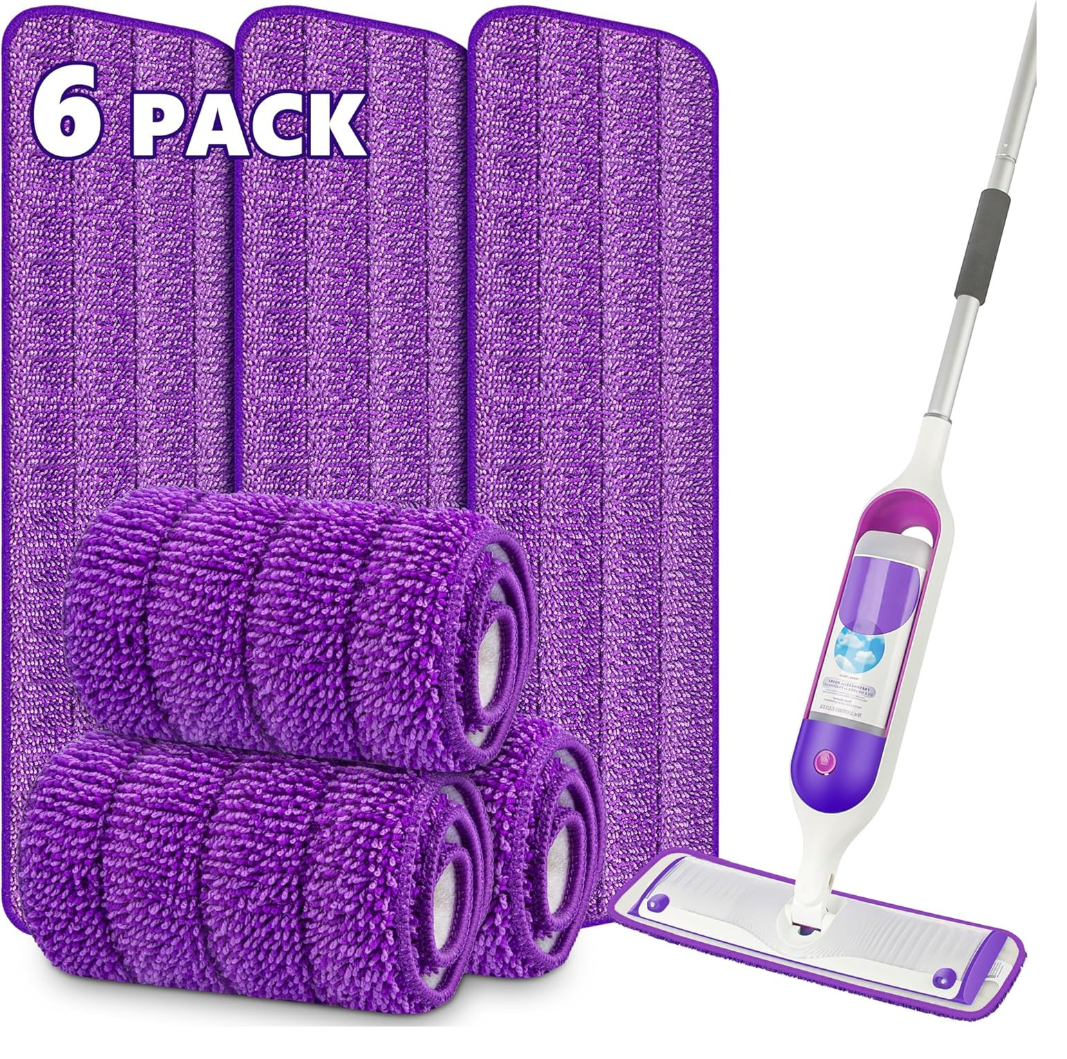 6 Pack Reusable Mop Pads for Swiffer PowerMop, Power Mop Pads 15” Microfiber Re