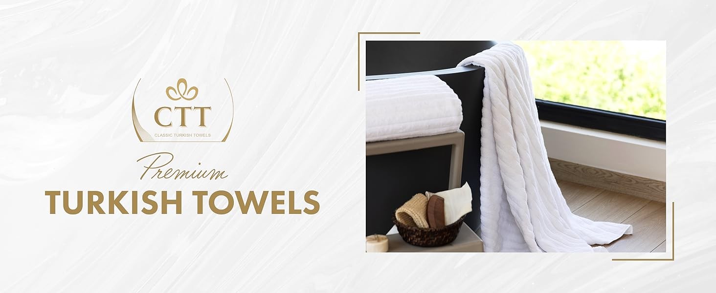 CTT Luxury 6 Piece Towel Set, 100% Turkish Cotton, Quick Drying, Highly