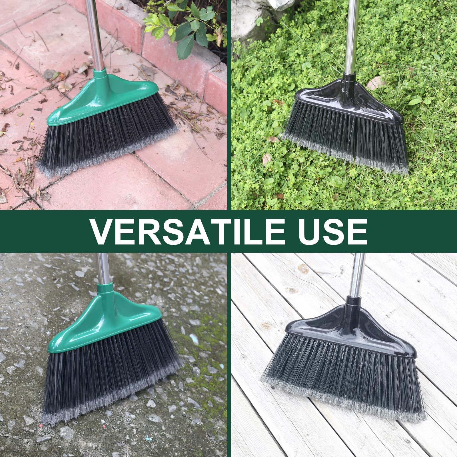 4 PCS Heavy Duty Broom Outdoor/Indoor Commercial Broom with 61 Long Handle