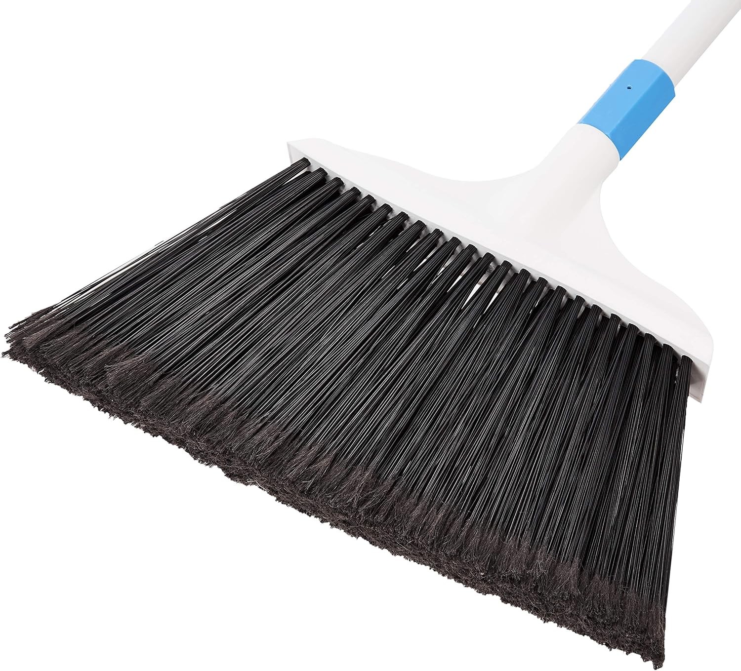 Heavy-Duty Floor Cleaning Broom with Stiff Bristles, Sturdy 3-Piece Handle, Easy