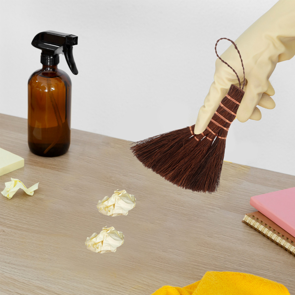 Car Broom Palm Fiber Wood 1Set 5.6*4.6*0.6In For Narrow Spaces Cleaning