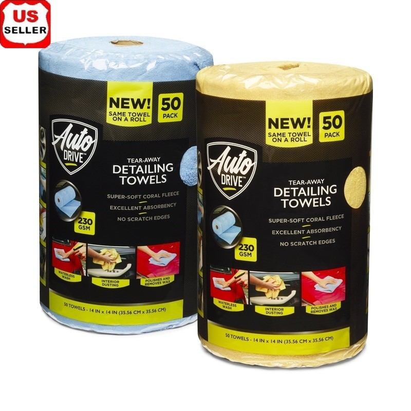 50 Count Microfiber Towels Roll Tear Away Auto Home Cleaning Lint Free Reusable
