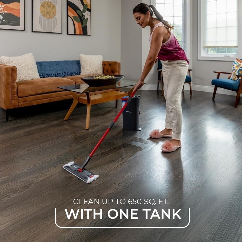 Dual-Tank Floor Mop Compact Lightweight Telescopic Handle Reusable Pad New