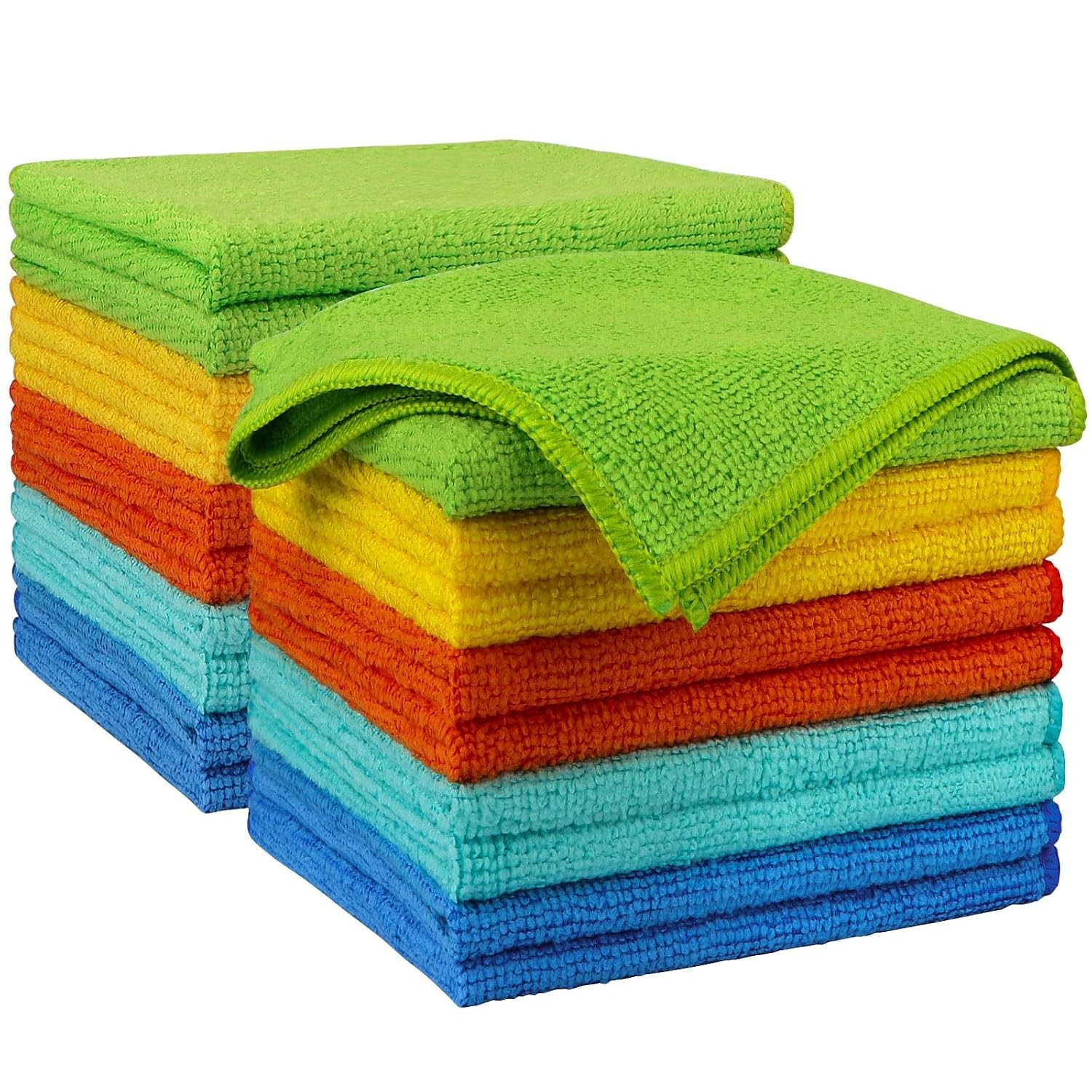 Microfiber Cleaning Cloths 20PK Yellow Blue Green Car Wash Dusting Towels