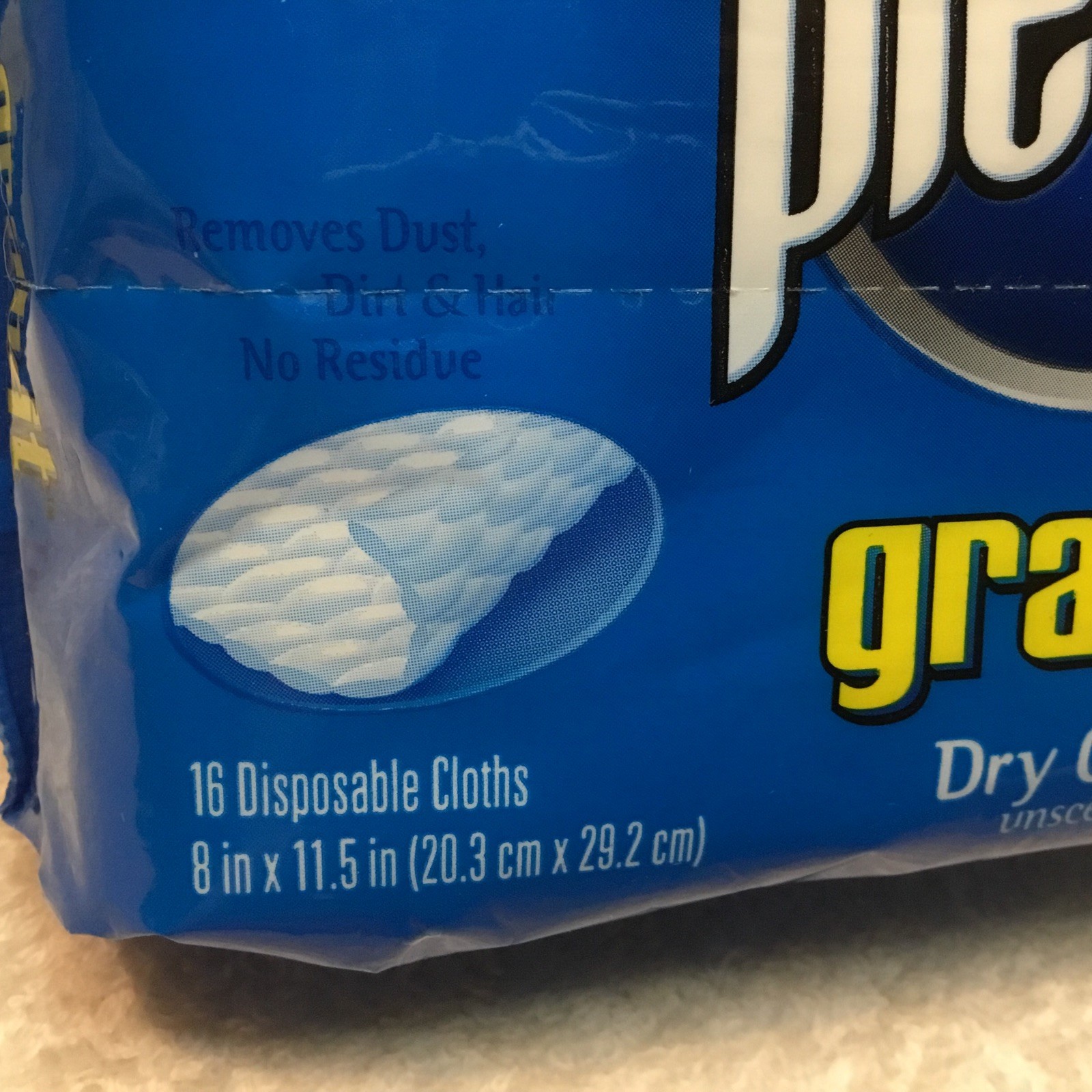 Pledge GRAB IT Dry Disposable 16 Unscented Dusting Cloths 8″x 11.5″ New Sealed