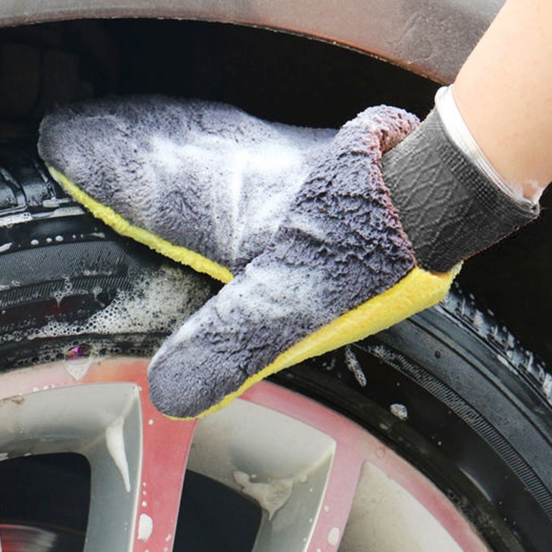 24x20cm Car Wash Mitt Microfibre Cleaning Glove Polishing Shampoo Duster Towel