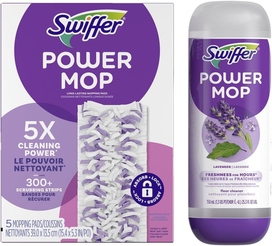 Swiffer Power Mop Refill Pack, Floor Cleaner for Mopping Tile, Vinyl, Laminate,