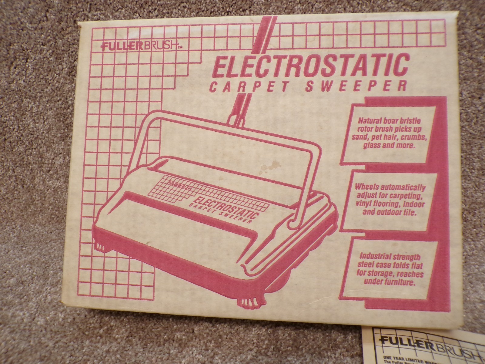 Vtg Fuller Brush Electrostatic Carpet Sweeper USA made