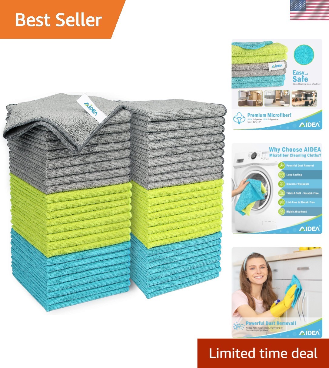 50-Pack Soft Microfiber Towels – Machine Washable, Versatile for All Surfaces