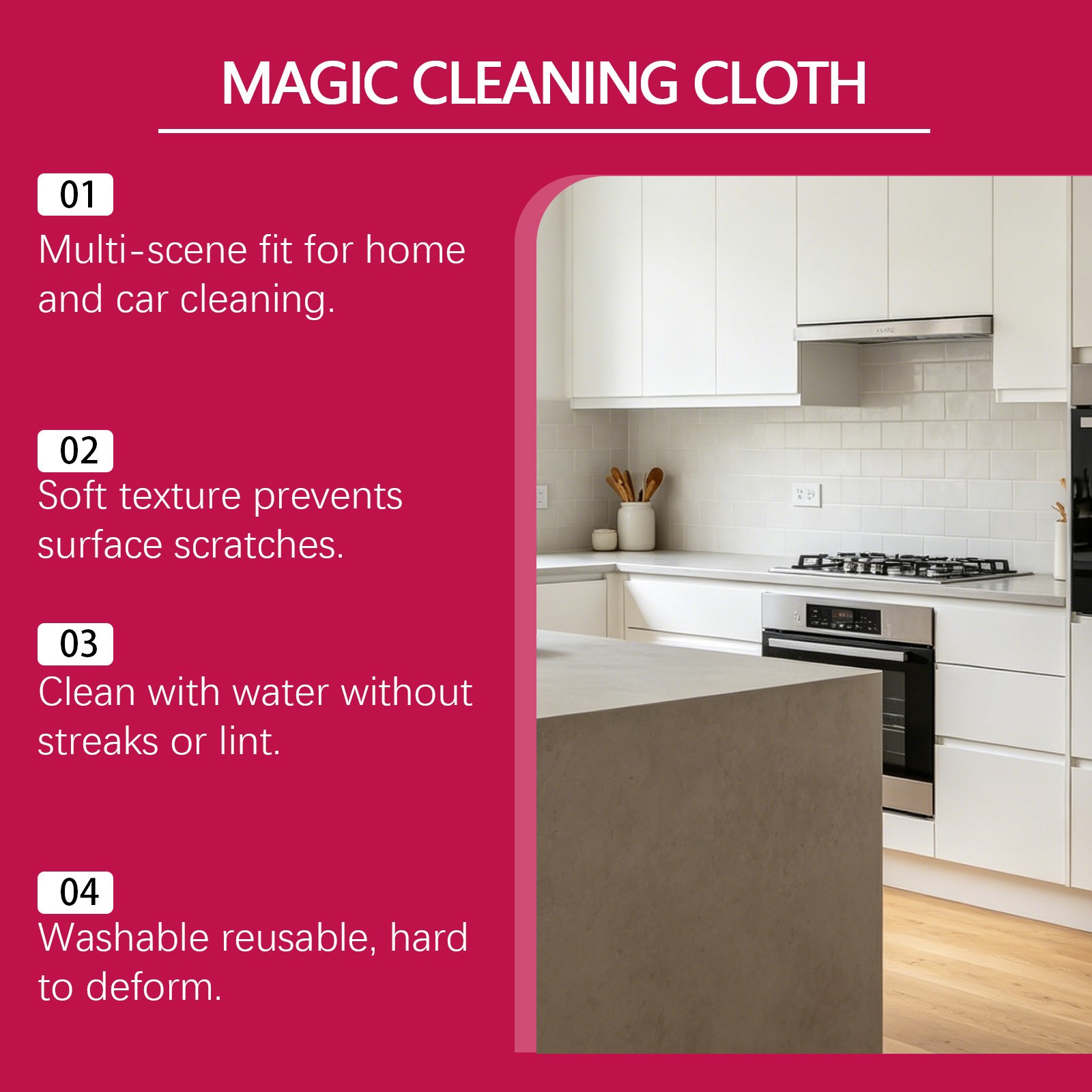 Genie Magic Cleaning Cloth 6-Pack,Microfiber Cleaning Cloths ,Reusable