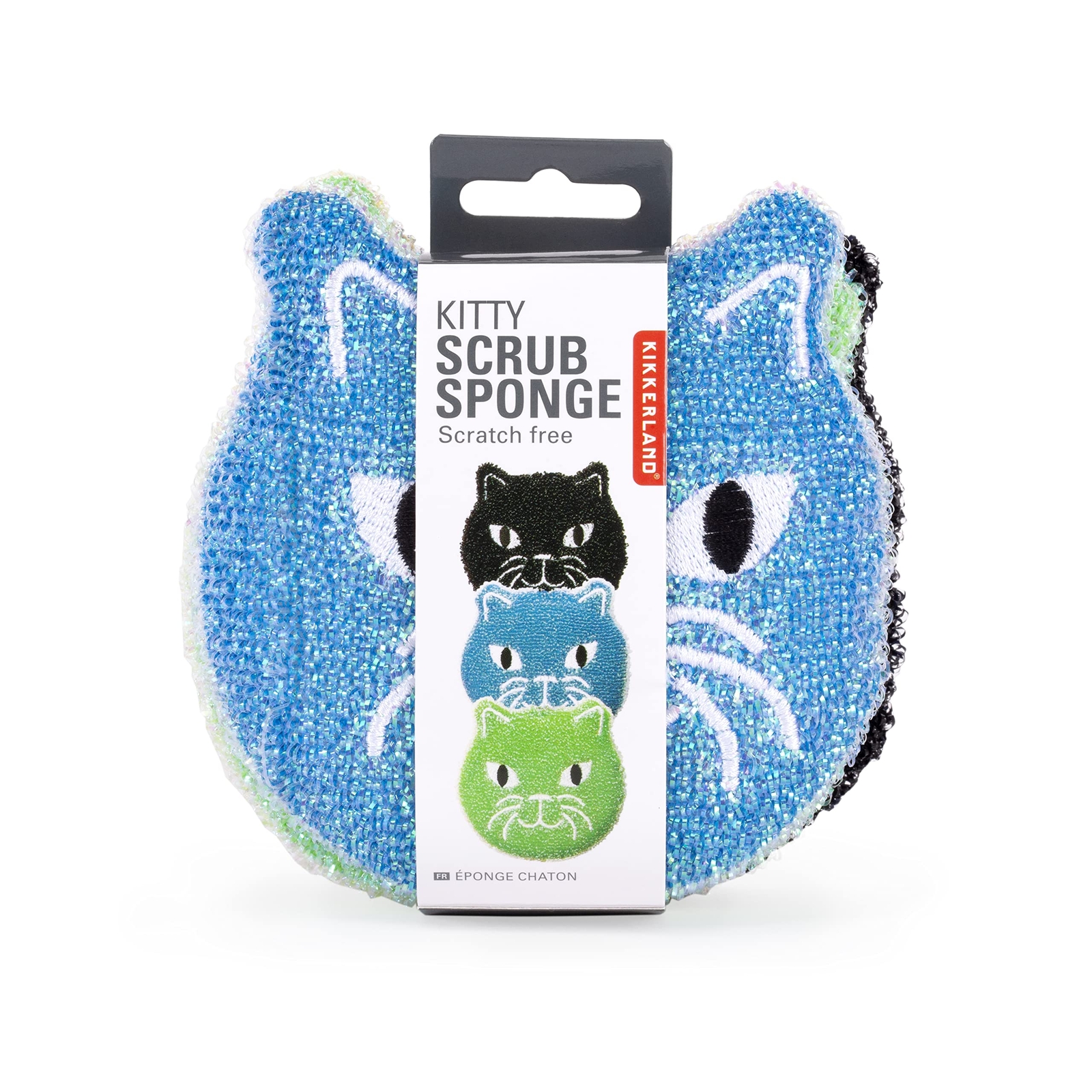 Kikkerland Reusable Cat Sponge Set 3 Count Cute Functional Kitchen Sponges