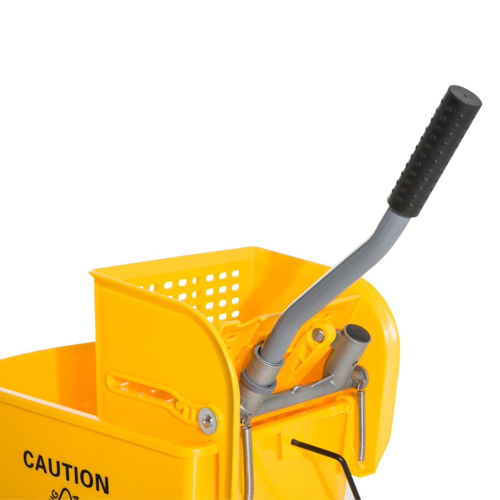 Compact Mop Bucket with Wringer on Wheels 21 Quart Yellow
