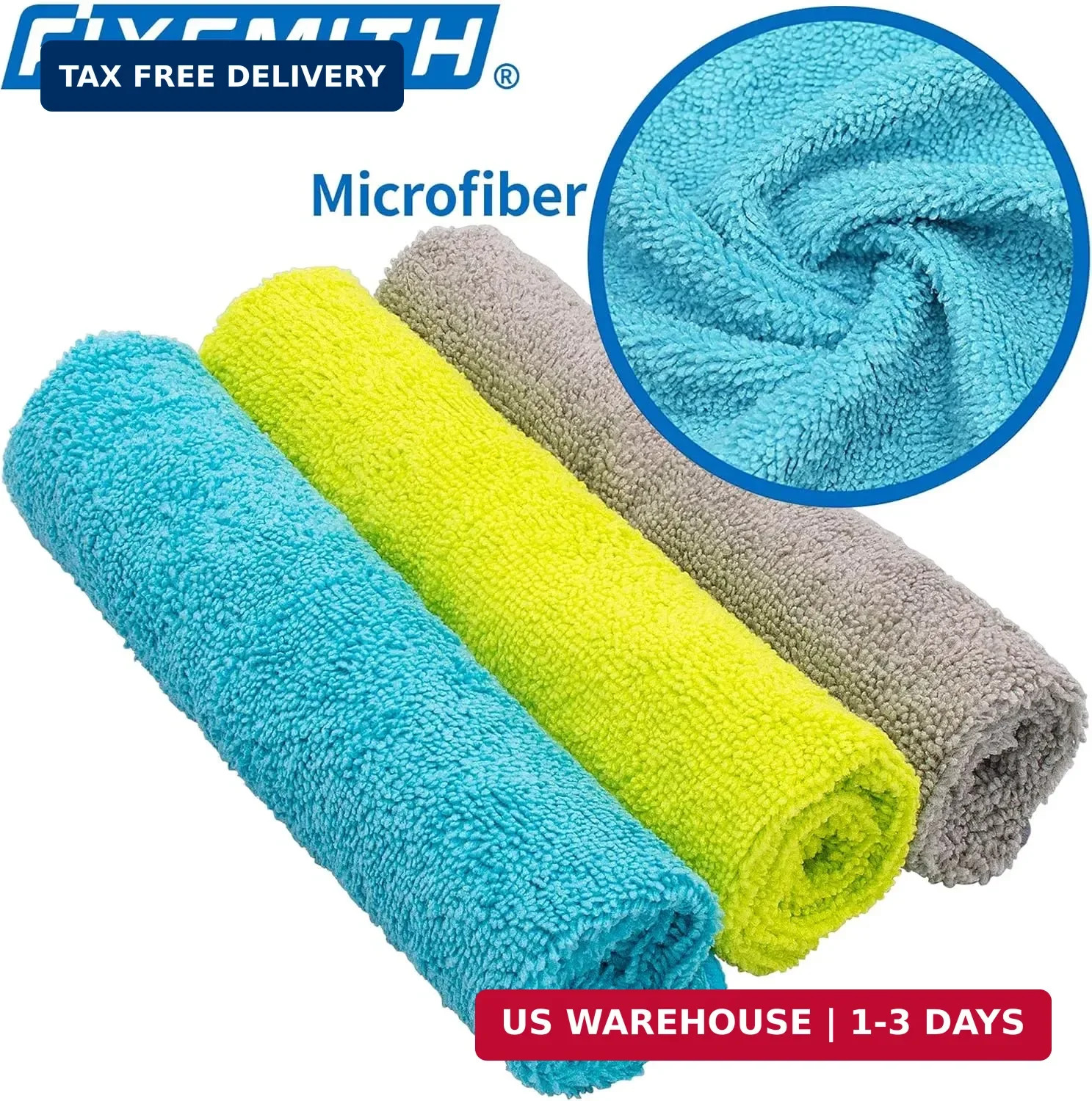 FIXSMITH Microfiber Cleaning Cloth – Pack of 50, Microfiber Towels for Cars 16 x