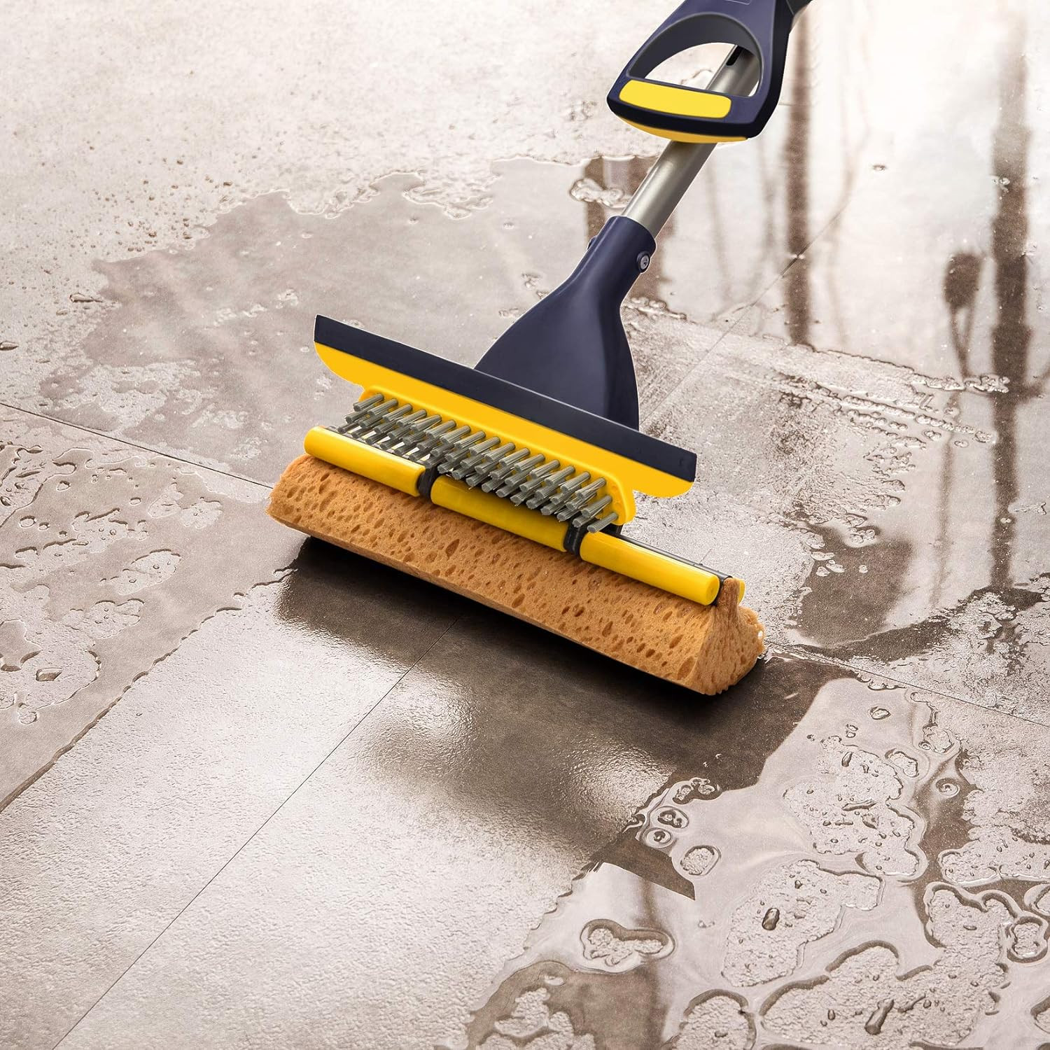 Sponge Mop Home Commercial Use Tile Floor Bathroom Garage Cleaning with Squeegee