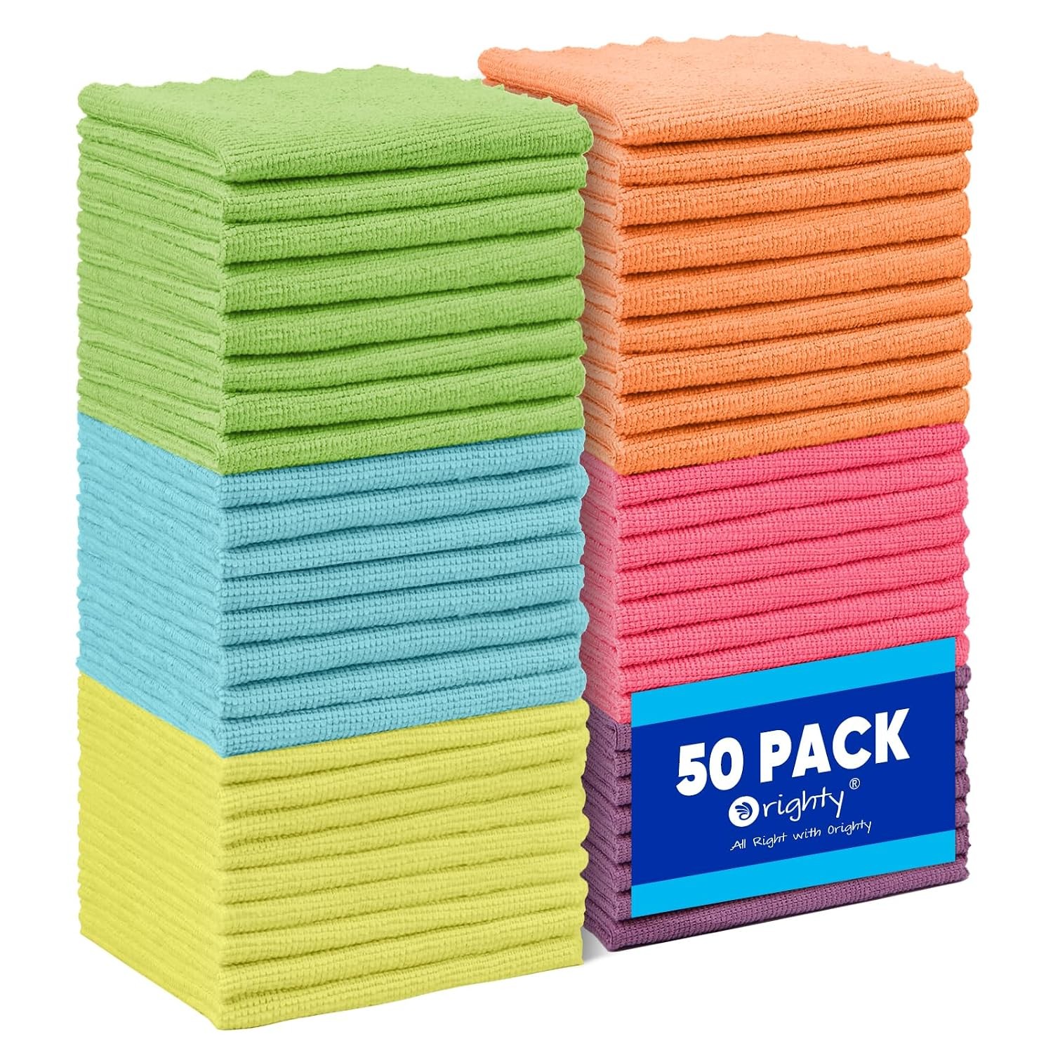 Ultra Soft Microfiber Cleaning Cloths 50 Pack Multicolor Bulk Microfiber