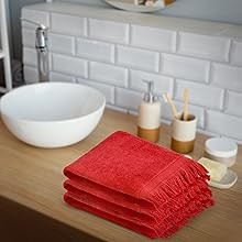 Fringed Reversible Fingertip Hand Towel (Size 11″ W x 18″ L) Terry Cotton
