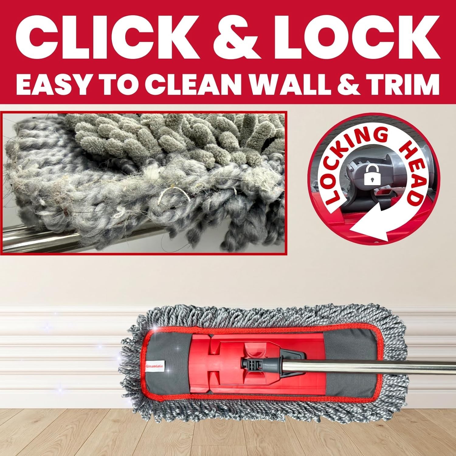Dust Mop for Floor Cleaning with 4-in-1 Washable Pad System, Wet & Dry Multi-…