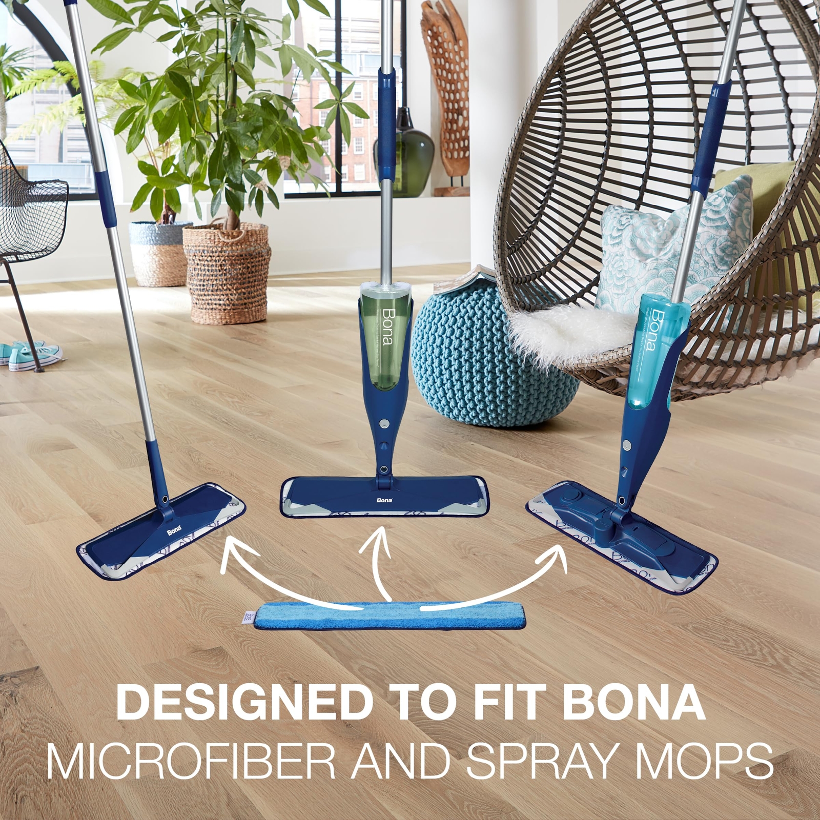 Bona Microfiber Mop Pads 3 Count Replacement for Hardwood and Hard Surfaces