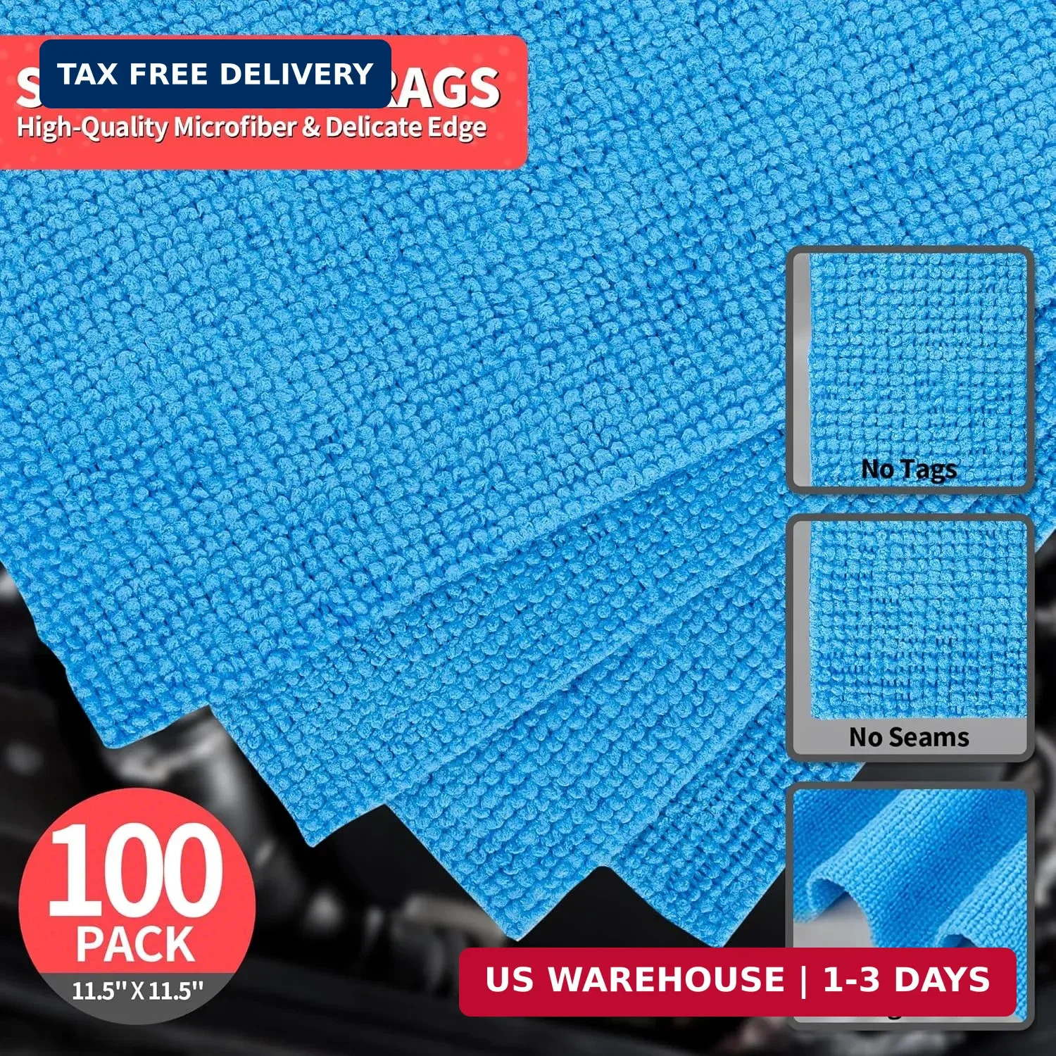 Shop Towels, 100 Pack Microfiber Towels for Cars, Microfiber Cleaning Cloths, Bu