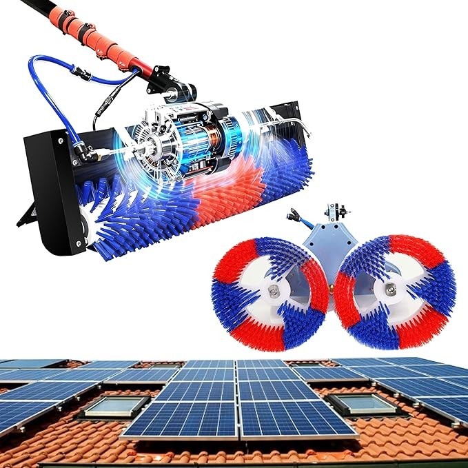 24ft solar panel cleaning brush with replaceable head brush Water Fed Rod Kit