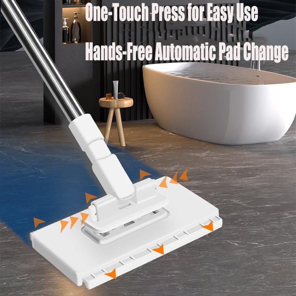 Disposable Dust Mop with 39 Inch Long Handle for Easy Reach Floor Cleaning