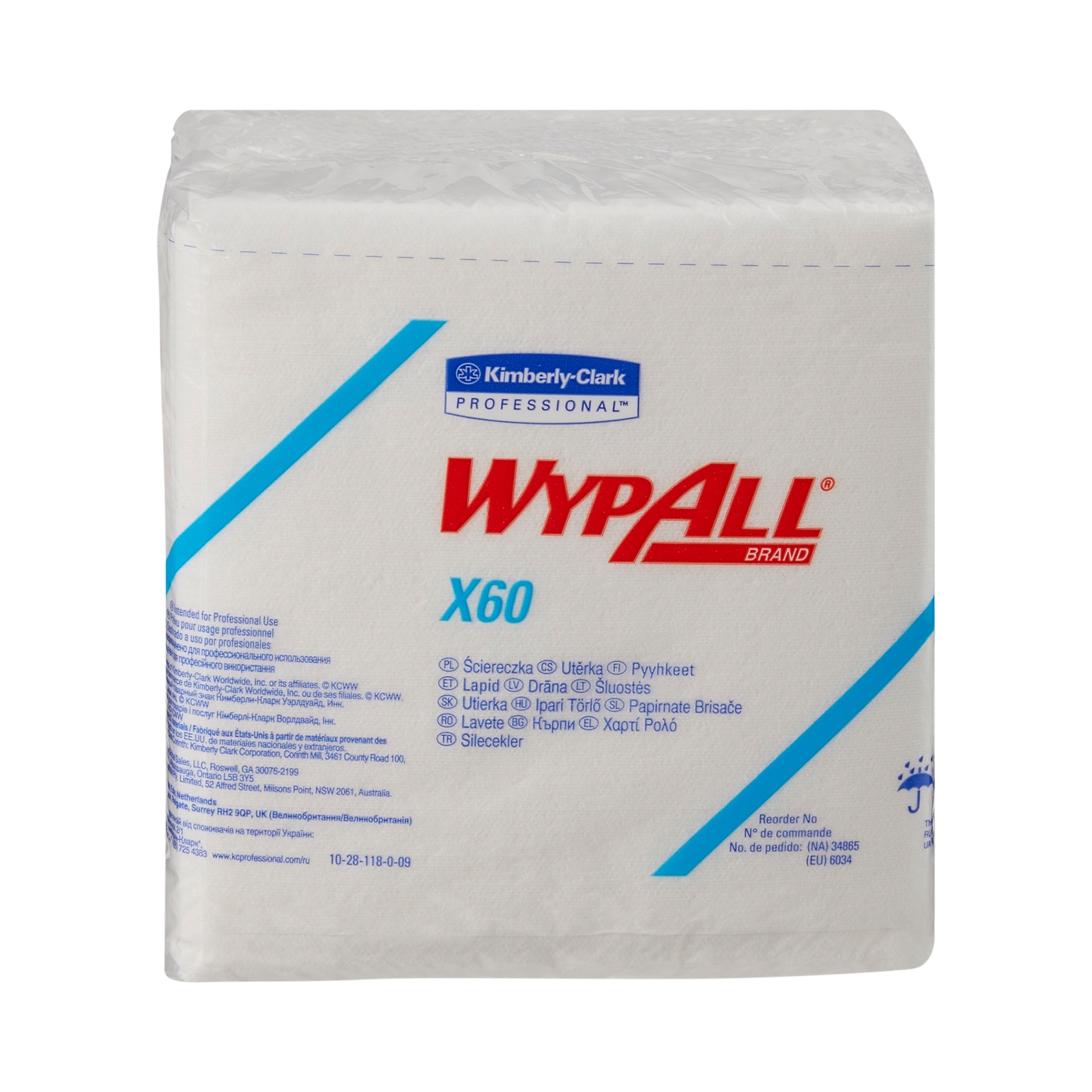 WypAll X60 Reusable Washcloth Task Wipes 12 X 12.5″ 34865 Case of 912 Wipes