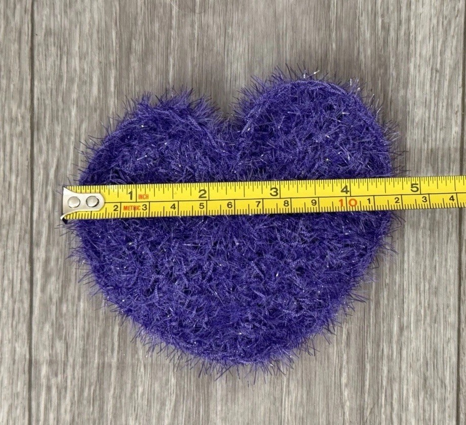 Handmade Dish Scrubber Silver Sparkle Heart Shape Non-Scratch Scrubby 3.75”