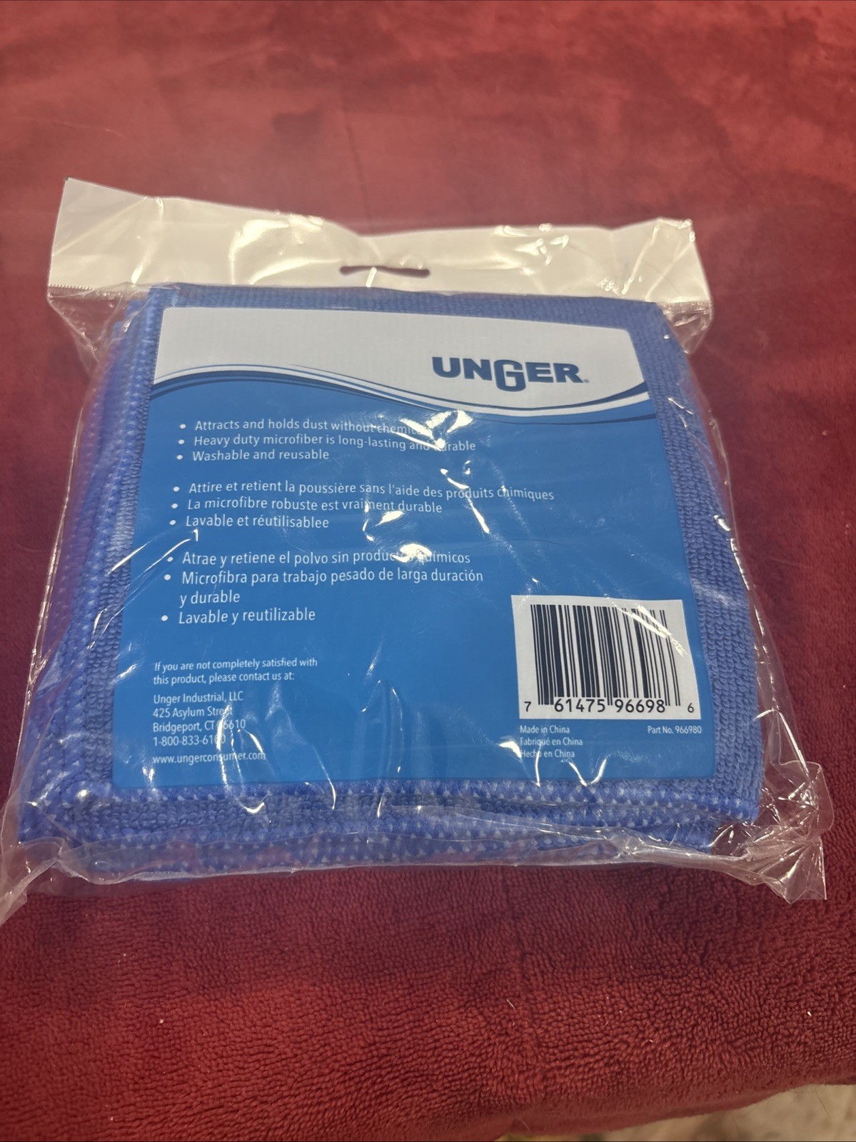 Unger All-Purpose Microfiber Cloths, 12″ x 12″ (4 Pack)