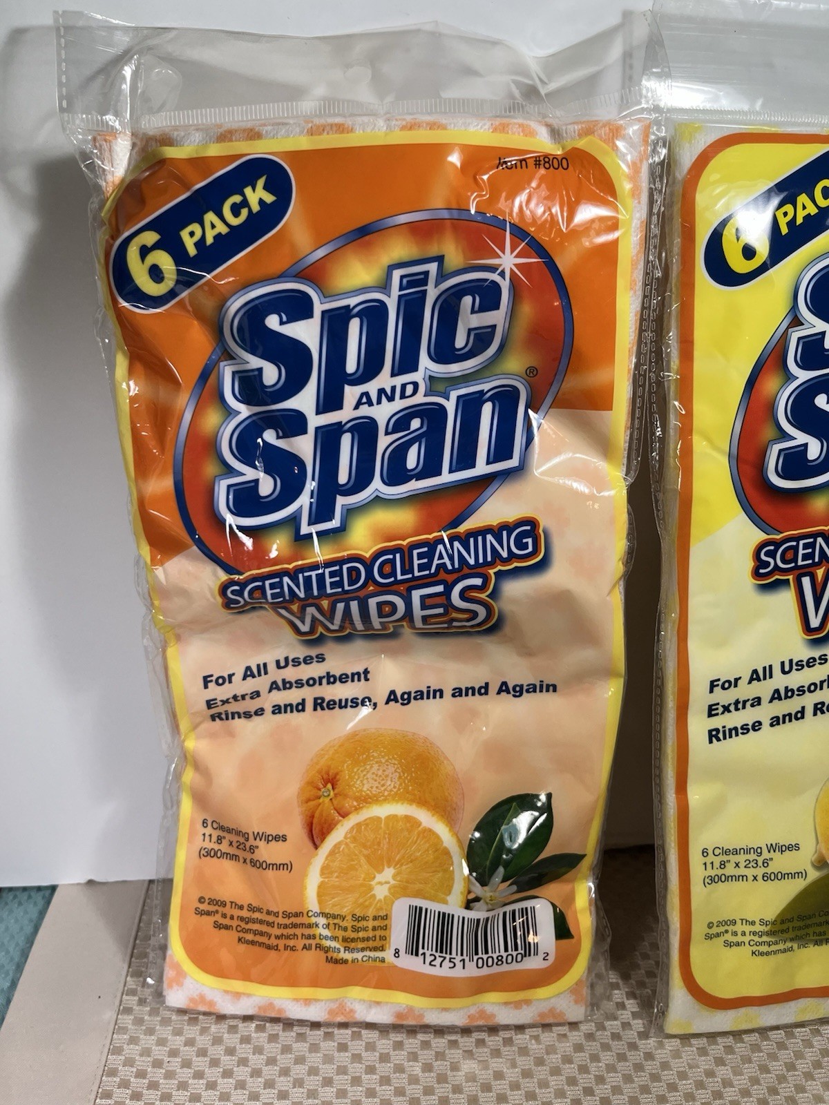 Lot Of 2 Spic & Span 6 Piece Lemon & Orange Scented Cleaning Wipes Kitchen