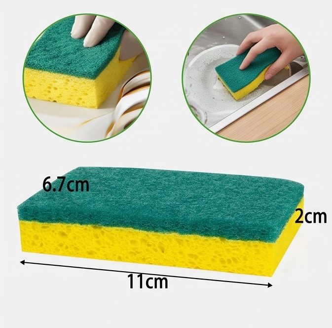 3 Pcs Kitchen Dish Washing Sponges Non-Scratch Cleaning Scrubber Pads
