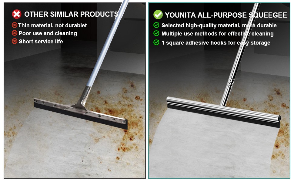 Floor Squeegee Scrubber 59inch Long Stainless Steel Handle with 15inch Wide