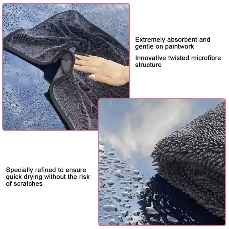 1500GSM 24 x 36″ Water Absorbing Car Wash Microfiber Drying Towel Twisted Loop