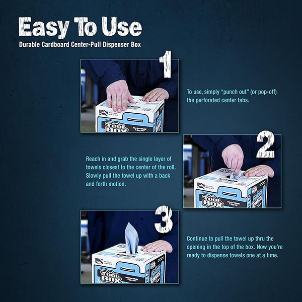 55202 TOOLBOX Z400 Box of Center Pull Shop Towels – 1 Count Box – 200 Towels