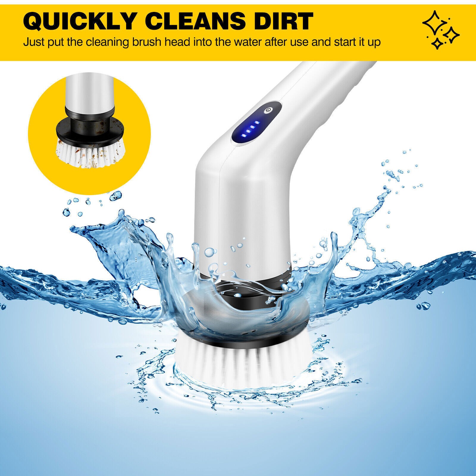 3 Heads Electric Spin Scrubber Cordless Bathtub Power Scrubber Cleaning Brush