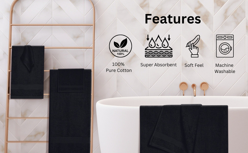 24 Pack Cotton Towel Set, Contains 6 Bath Towels 27×54 inch, 6 Hand Towels 16×24