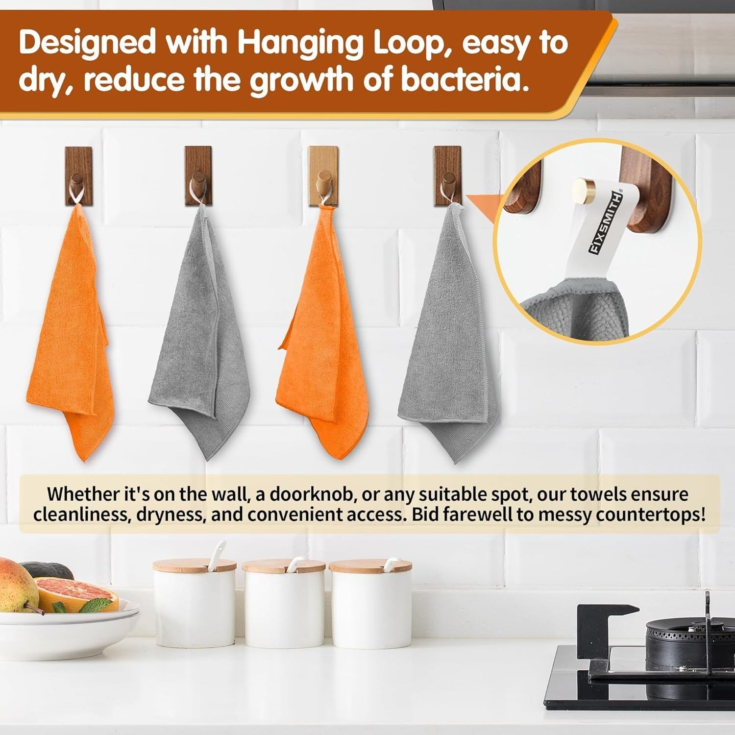 Microfiber Cleaning Cloth -Pack of 12, Highly Absorbent Cleaning RagsGrey&Ora…