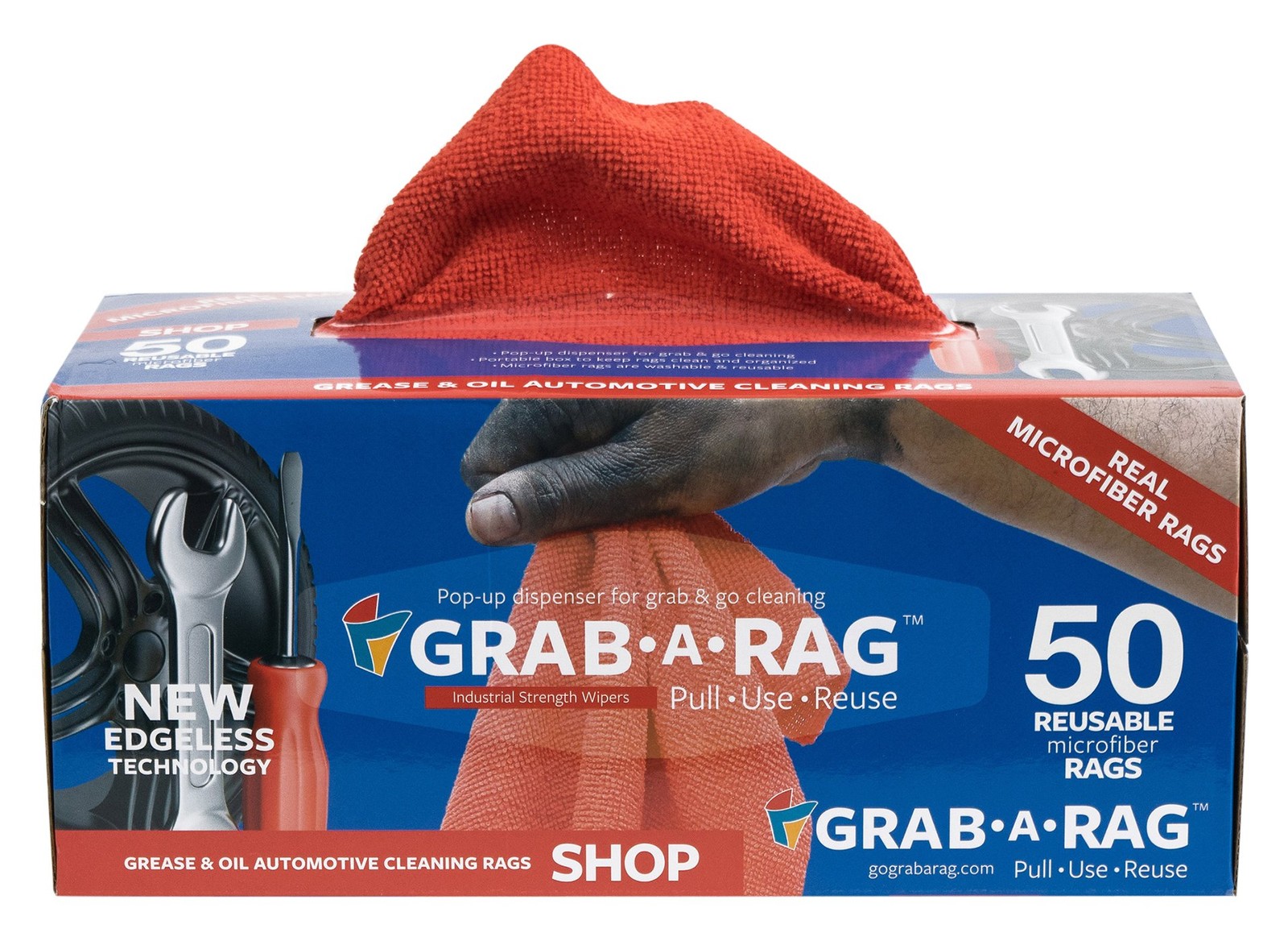 Grab a Rag R-004011 Red 12×12 Microfiber Shop Towel, 50 Pack