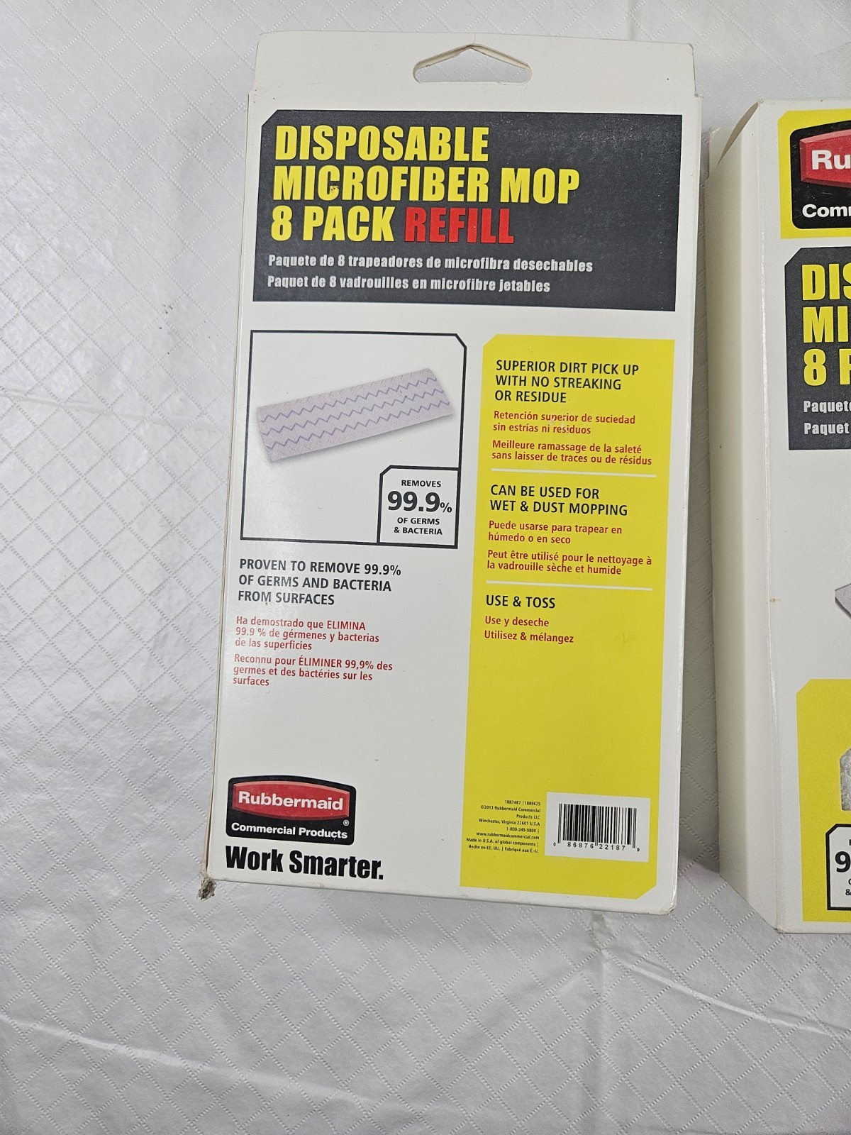Rubbermaid Commercial 18″ Disposable Microfiber Mop Refill 8 pk Lot 2 Wet Dust