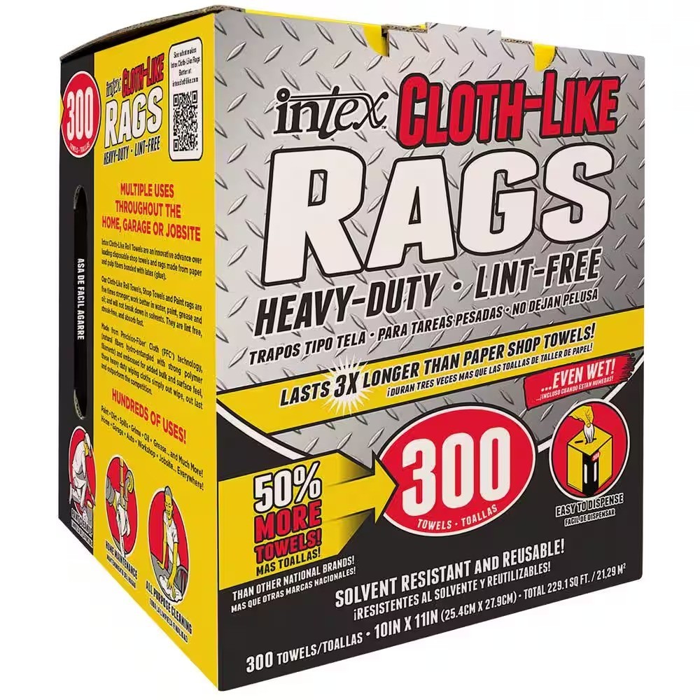 Intex Cloth-Like (11 in. W x 10 in). L Natural Fiber Painter’s Rags (300-Count)